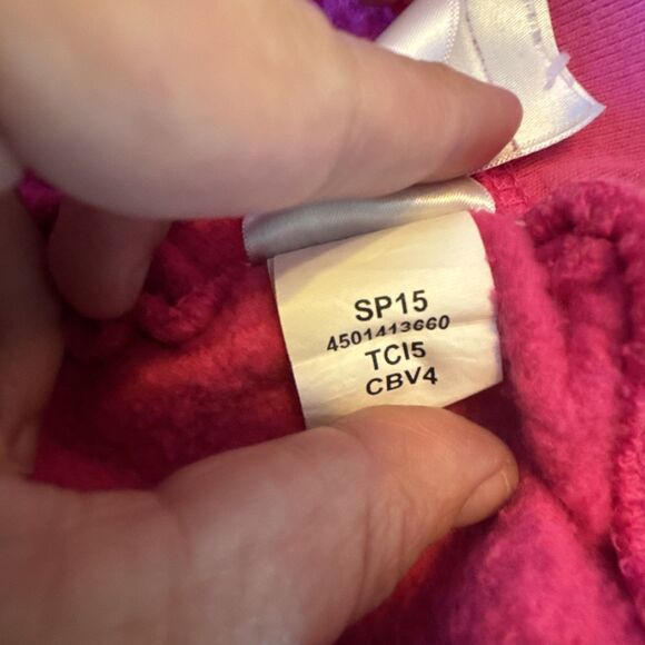 The North Face Bright Pink Comfy Hoodie Floral Lettering Women's Large - Picture 9 of 11